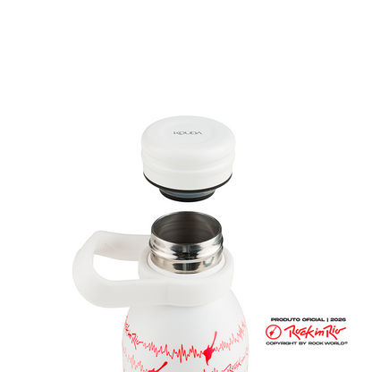 Garrafa Térmica Kouda Krios - 600ml - Rock in Rio - Sintonia  - Branco