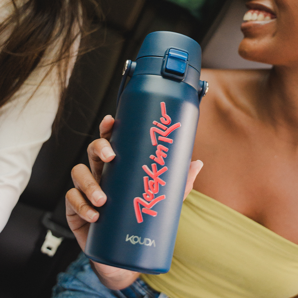 Garrafa Térmica Kouda Vega - 500ml - Rock in Rio - Lettering - Azul
