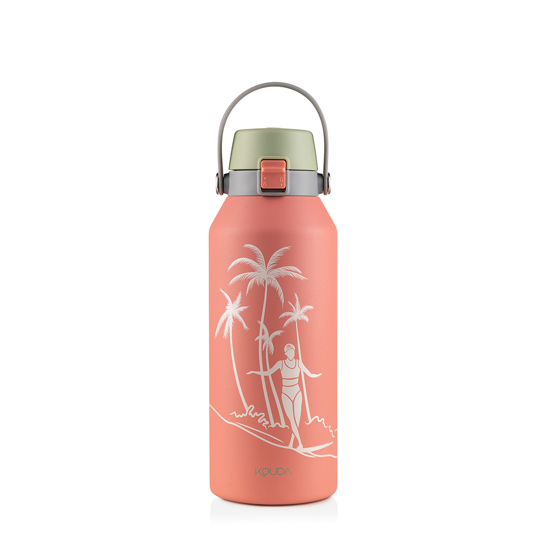 Garrafa Térmica Kouda Vega - 1 Litro - Palm Surf - Sanne - Coral