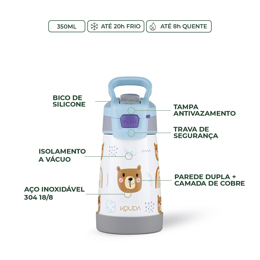 Garrafa Térmica Kouda Oka Kids – 350ml - Urso
