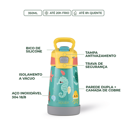 Garrafa Térmica Kouda Oka Kids – 350ml - Fundo do Mar